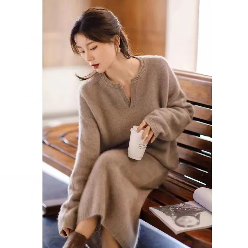 Sweater Dress Women Cashmere Long Skirt Slim Fit Sweater Wool Dresses Women Knitted Dresses Women Winter Long Sleeve Turtleneck