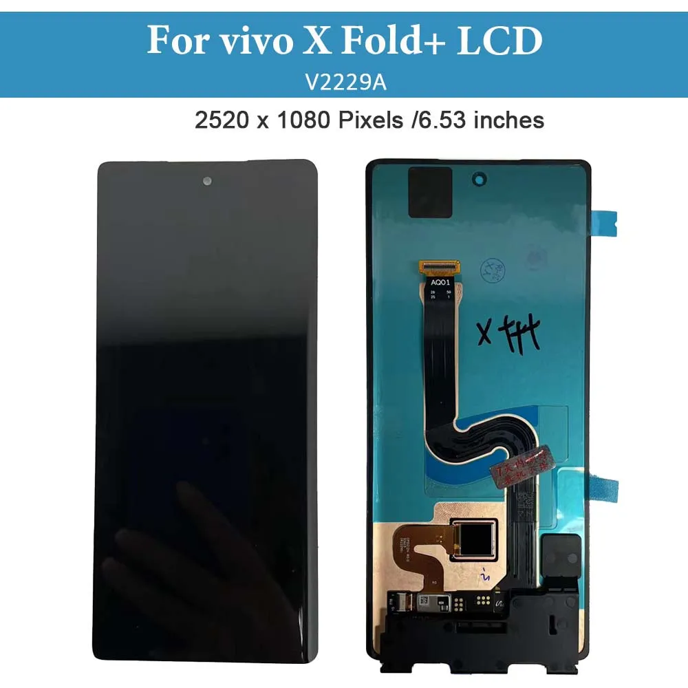 Imagem -02 - Original Amoled Touch Panel Digitizer 653 Tela de Substituição para Vivo x Fold Plus Pequeno Lcd V2229a segundo Externo segundo