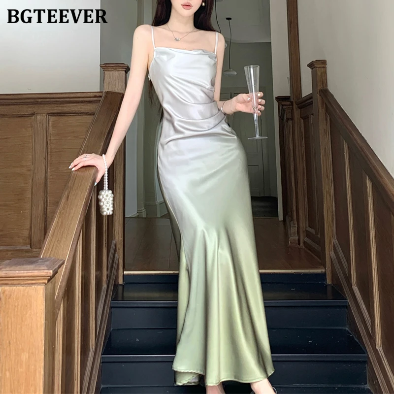 

BGTEEVER Vintage Slim Ladies Sleeveless Gradient Package Hip Dress Spring Summer Elegant Women Bodycon Skinny Dress