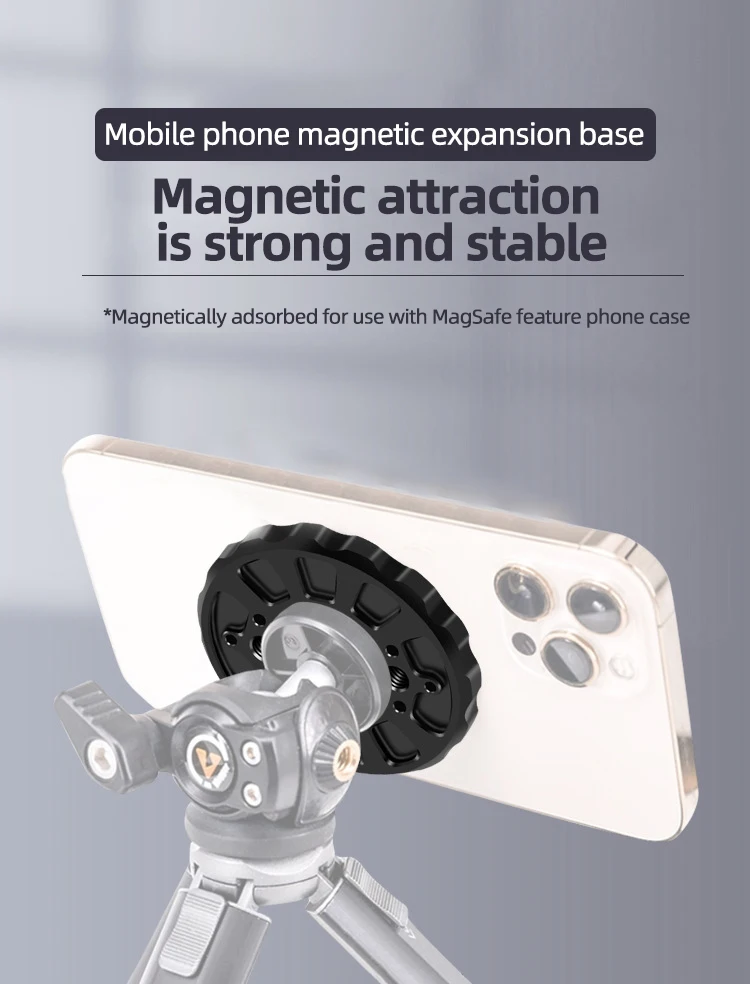 Universeller magnetischer Stativadapter mit 1/4 Schraubenlochhalterung, Handy-Ringhalter für MagSafe für iPhone 15, Handyhalterung – Detail 9