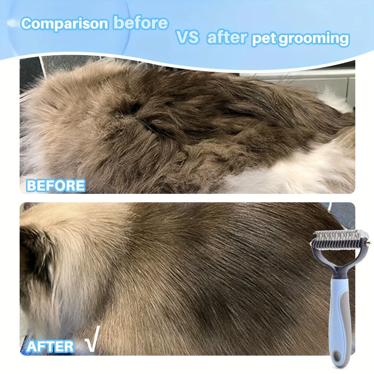 Professional Pet Deshedding Brush Dog Hair Remover Pet Fur Knot Cutter Puppy Cat Comb Brushes Dogs Grooming Shedding Supplies