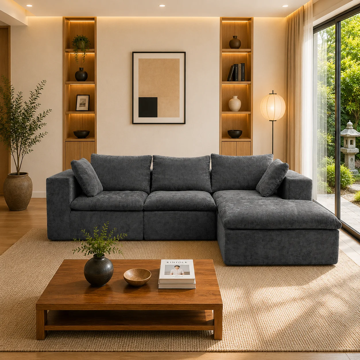 Stain Resistant Vacuum Compressed Sofa Modern Fabric Sofa For Rental House Bulk Order