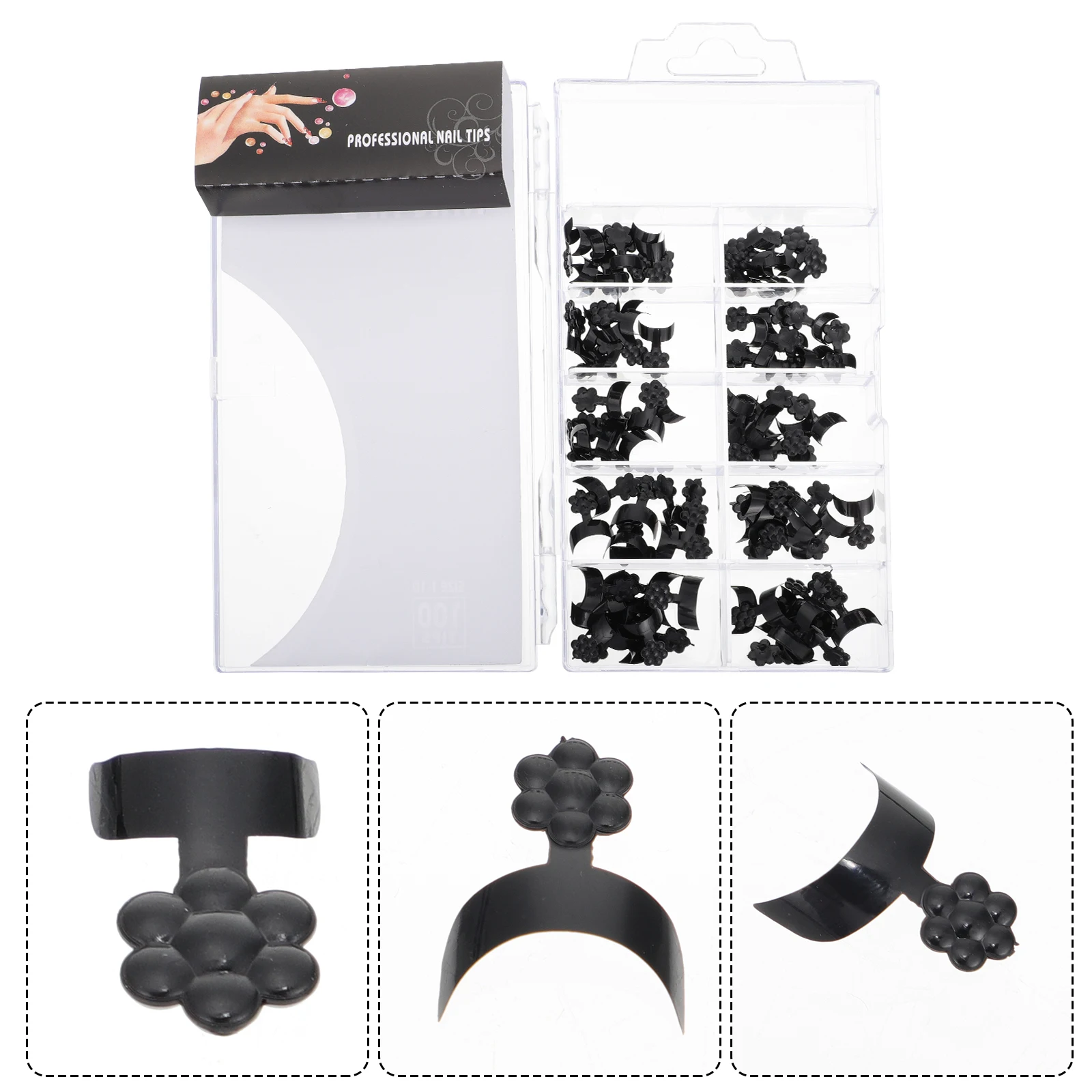 100 Uñas Postizas con Detalles Florales, Puntas de Uñas Falsas para Salón Profesional o Uso Personal, Fáciles de Aplicar, Fuerte Adherencia