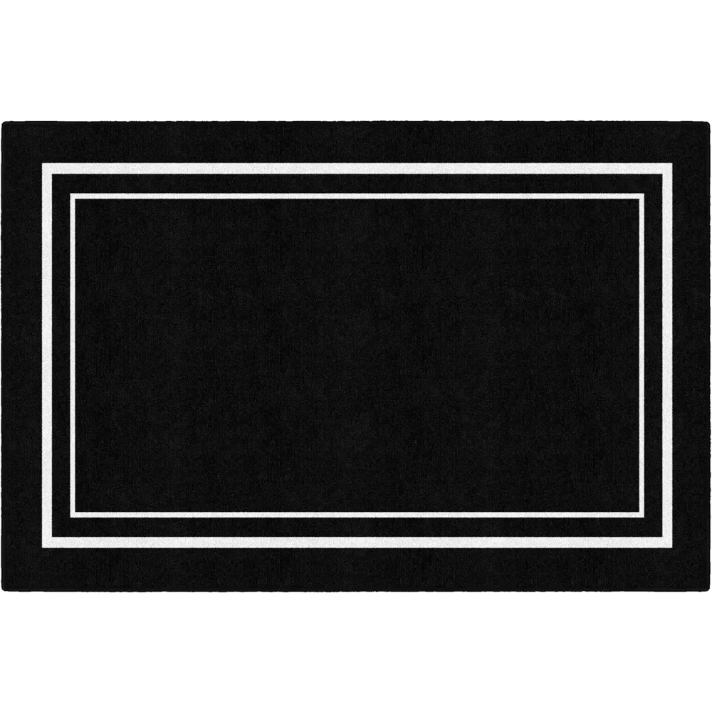 

Carpets Schoolgirl Style Simply Stylish Black & White Border Classroom Area Rug for Indoor Classroom Learning or Kid