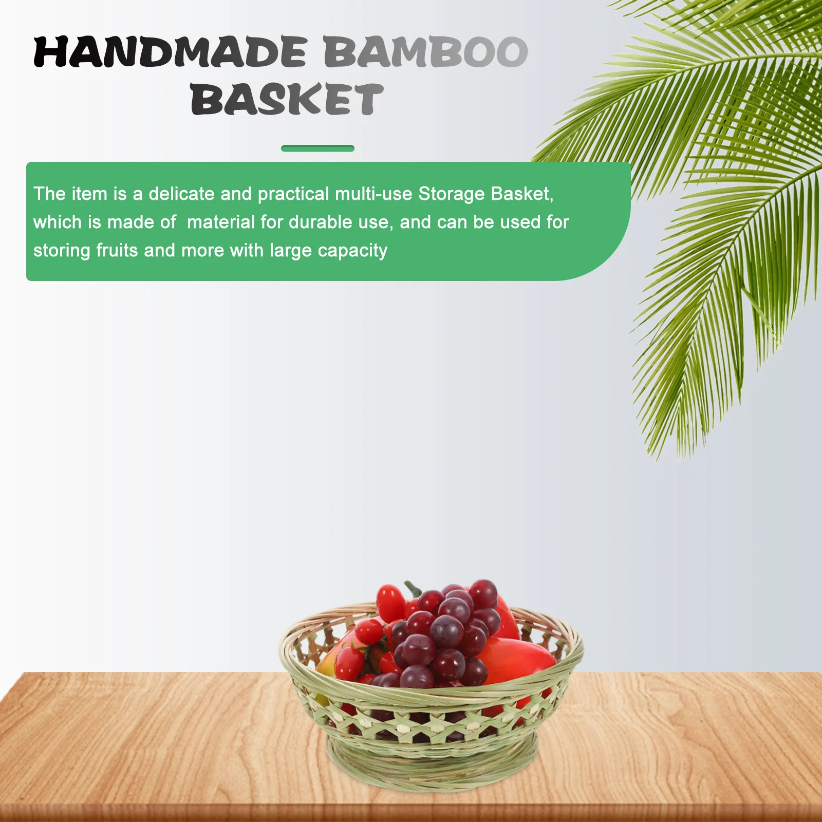 

Bamboo Fruit Basket Multifunctional Woven Storage Container Kitchen Countertop Bread Dessert Basket Large Round Tabletop