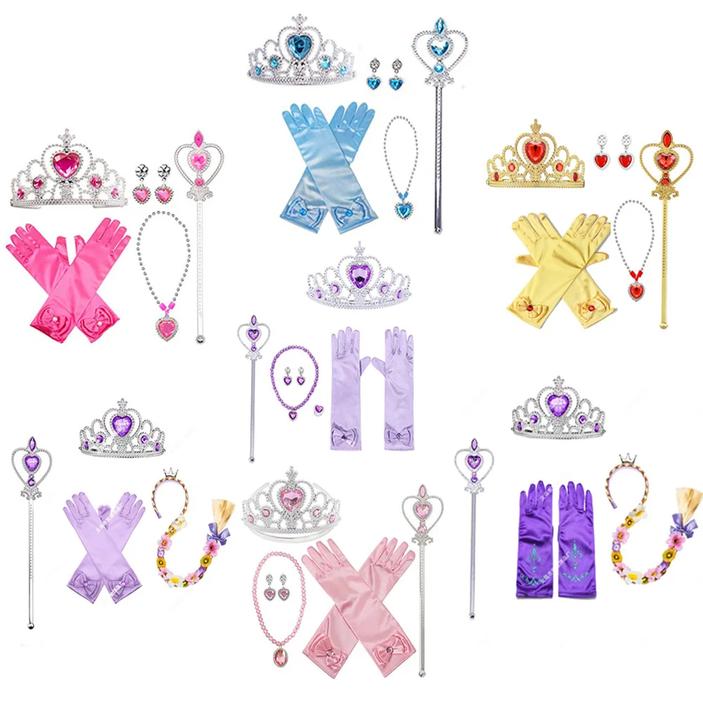 

Gilrs Accessories Necklace Princess DressUp Gift Halloween Party Princess cos Matching Accessory Crown Earrings Toys