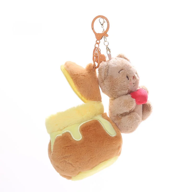 Cartoon Cute Honey Pot Bear Authentic Cream Bear Keychain Pendant Zipper Small Bag Cute Creative Zero Wallet Small Storage Bags