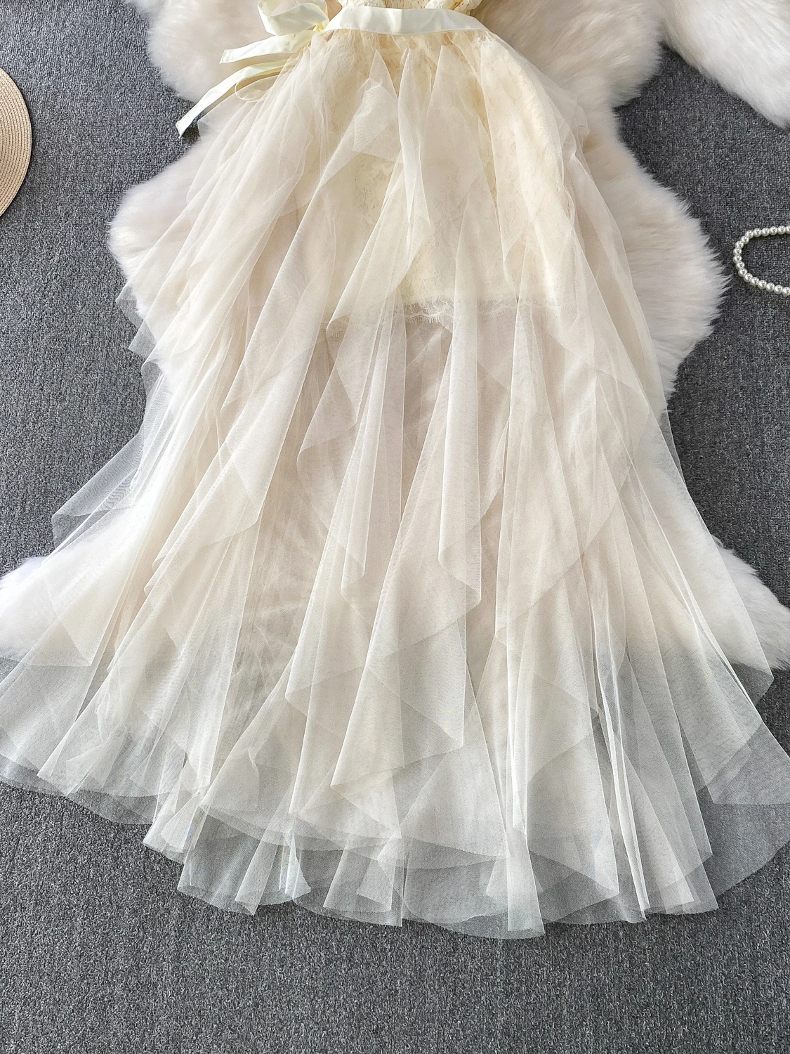 

Ele Lace V-ne Dr Women's Pure Desire Bodycon Skirt Me Fairy Long Dr Knot High Waist ort Sve Regu...