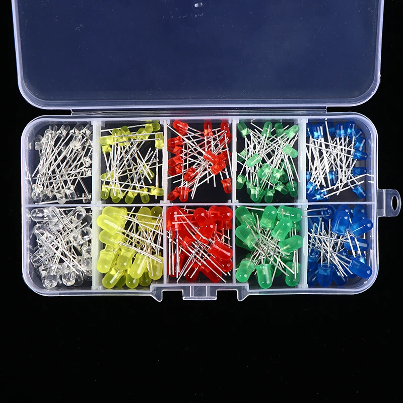 

200Pcs 3V 20mA Colorful Diodes 3mm LED Light Assorted Kit DIY LEDs Diode Set LED Beads Red Green Blue Yellow White Light