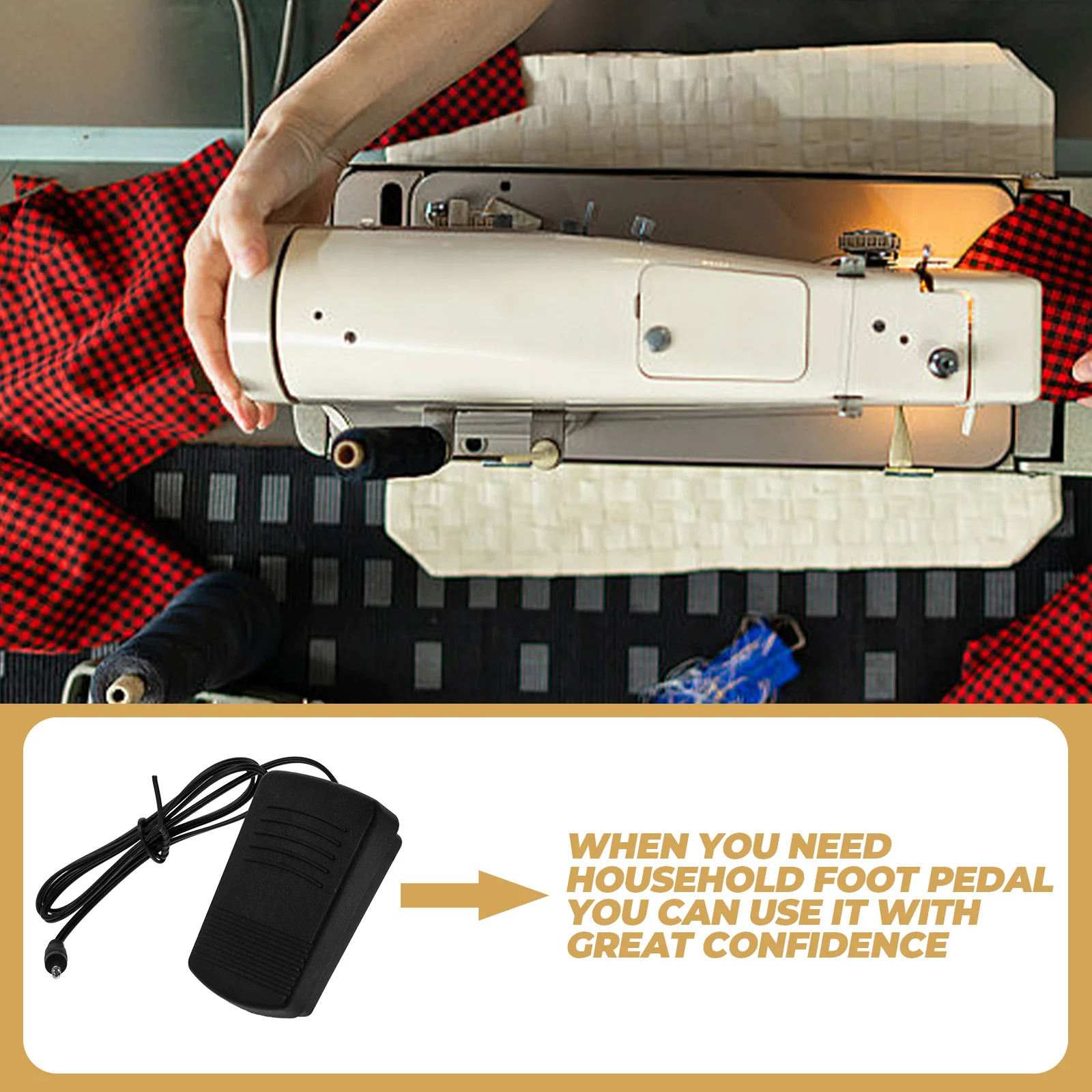 

Heavy Duty Sewing Machine Foot Pedal with Cord Replacement for Home Sewing Machines Stable Operation Accessory