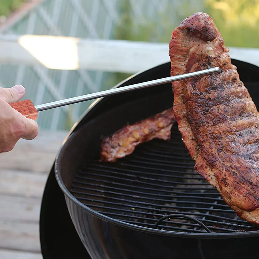 

2pcs Stainless Steel Meat Bbq Roasting Tool Handle Food Flipper Kitchen Grill Turner Reusable Picnic Barbecue Accessory Durable