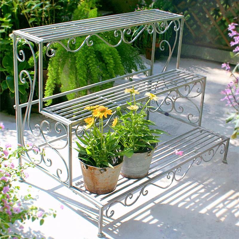 

Flower rack Outdoor, courtyard wrought iron multi-layer flower pot rack Outdoor floor-to-ceiling succulent shelf Stairs Balcony