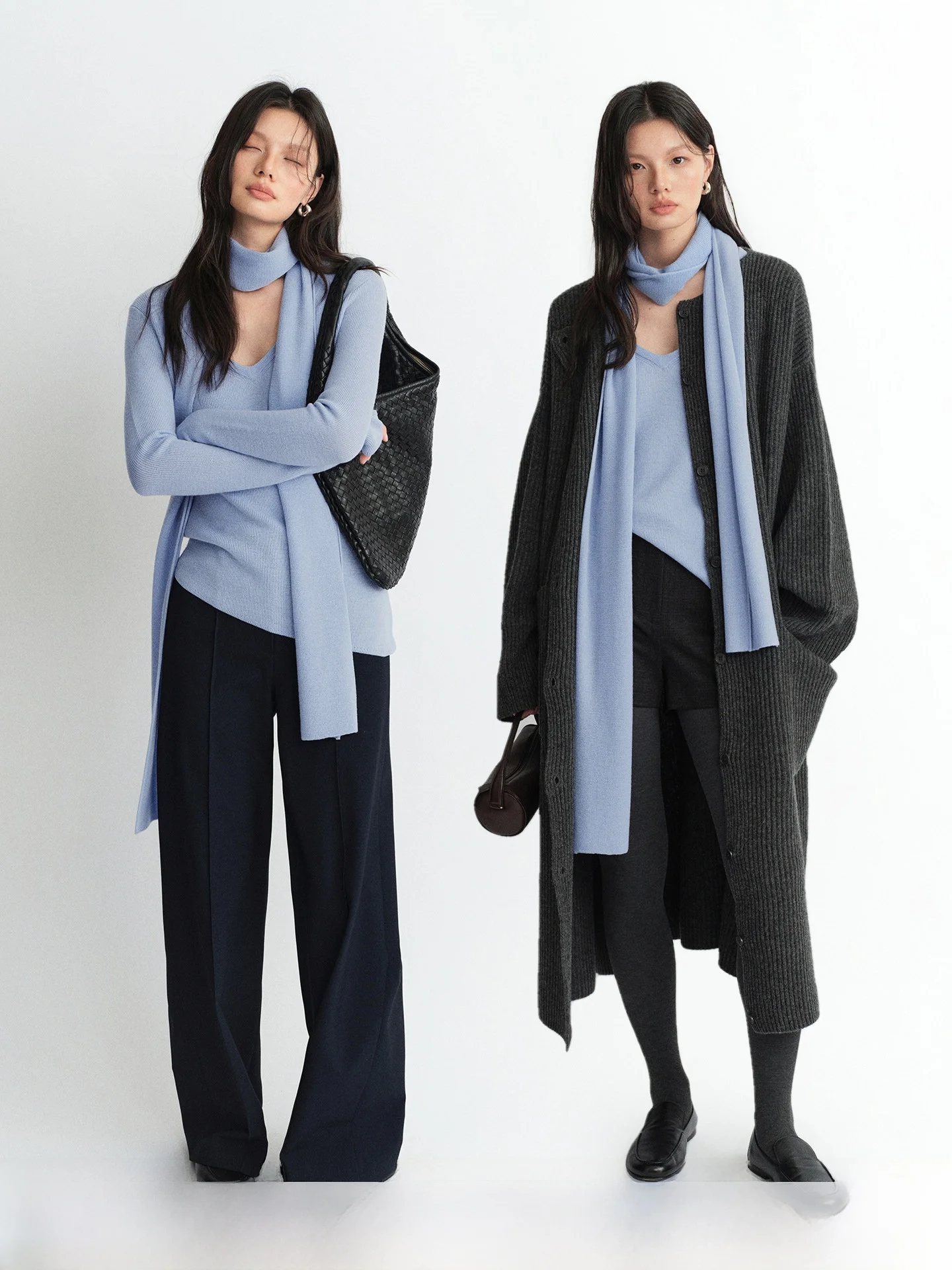 

Mmerino 00 Wool V-ne Sweater Draped Hem Cuffed Sve Knitwear Set hine Waable Soft Long Sve Ladies Commute Sle