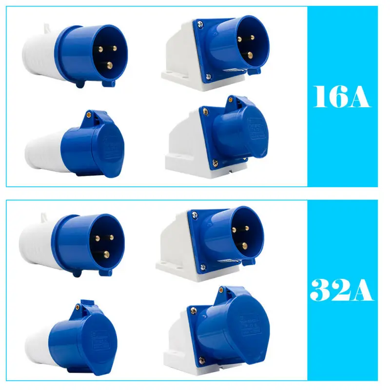 IP44 Industrial Socket 3 PIN Waterproof Connector 16A 32A Socket Industrial Male Female Electric Plug 240V Wall Mount Plug 1pcs