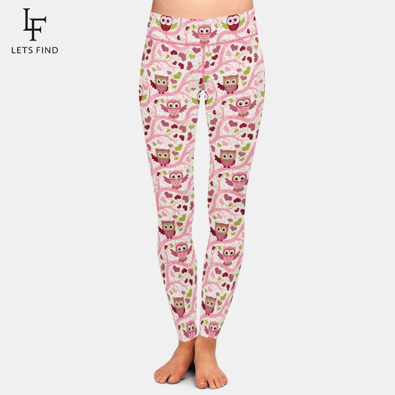 LETSFIND Fashion Legging Hari Valentine Legging Wanita Motif Hati Kualitas Tinggi Elastisitas Tinggi 230gsm Sutra Susu