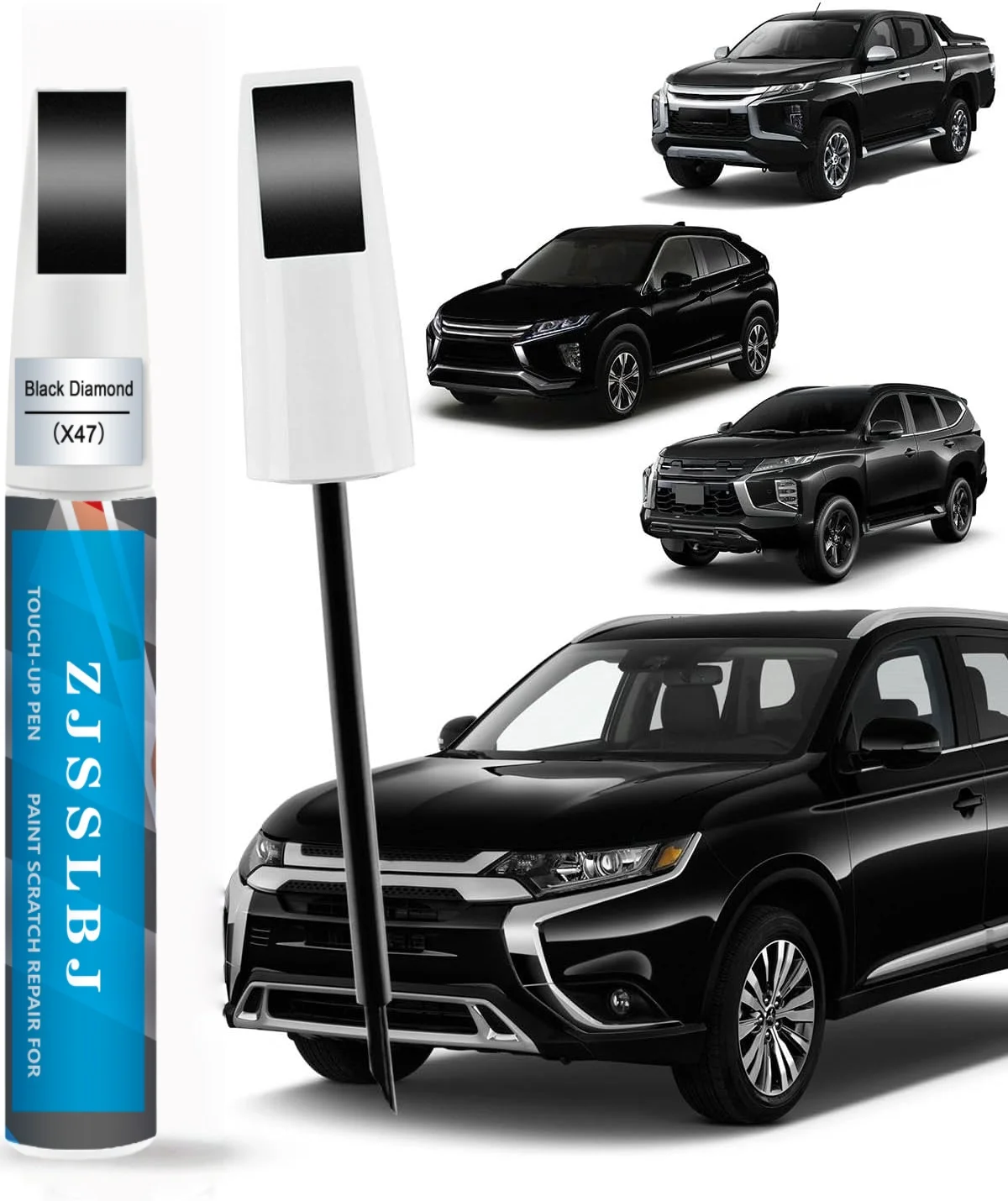 Black Diamond (X47) Touch Up Paint Compatible with Mitsubishi Exact Match 2 in 1 Touch up Paint for Chips and Nicks Repair
