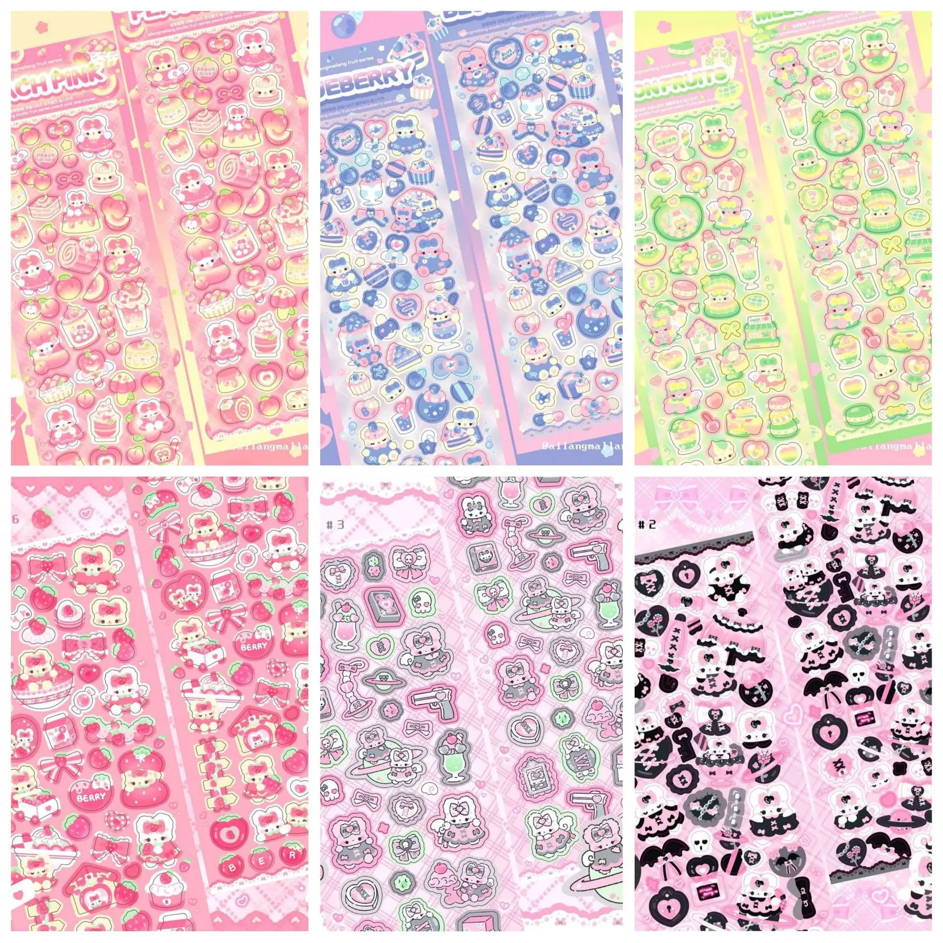 Korean Ins Cute Cartoon Laser Sticker Kawaii Rabbit Scrapbooking DIY Idol Card Deco Stationery Decoration Stickers Happy Plann