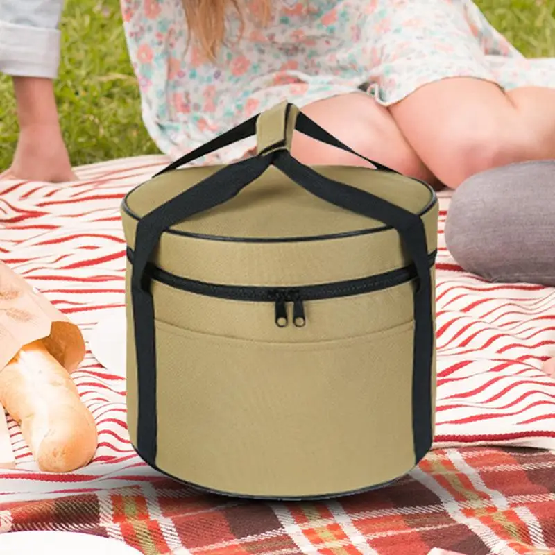 Camping equipment storage box Outdoor Cookware Organizer bucket Picnic Cutlery Cylinder Pouch Tailgating Cookware Utensils Bag