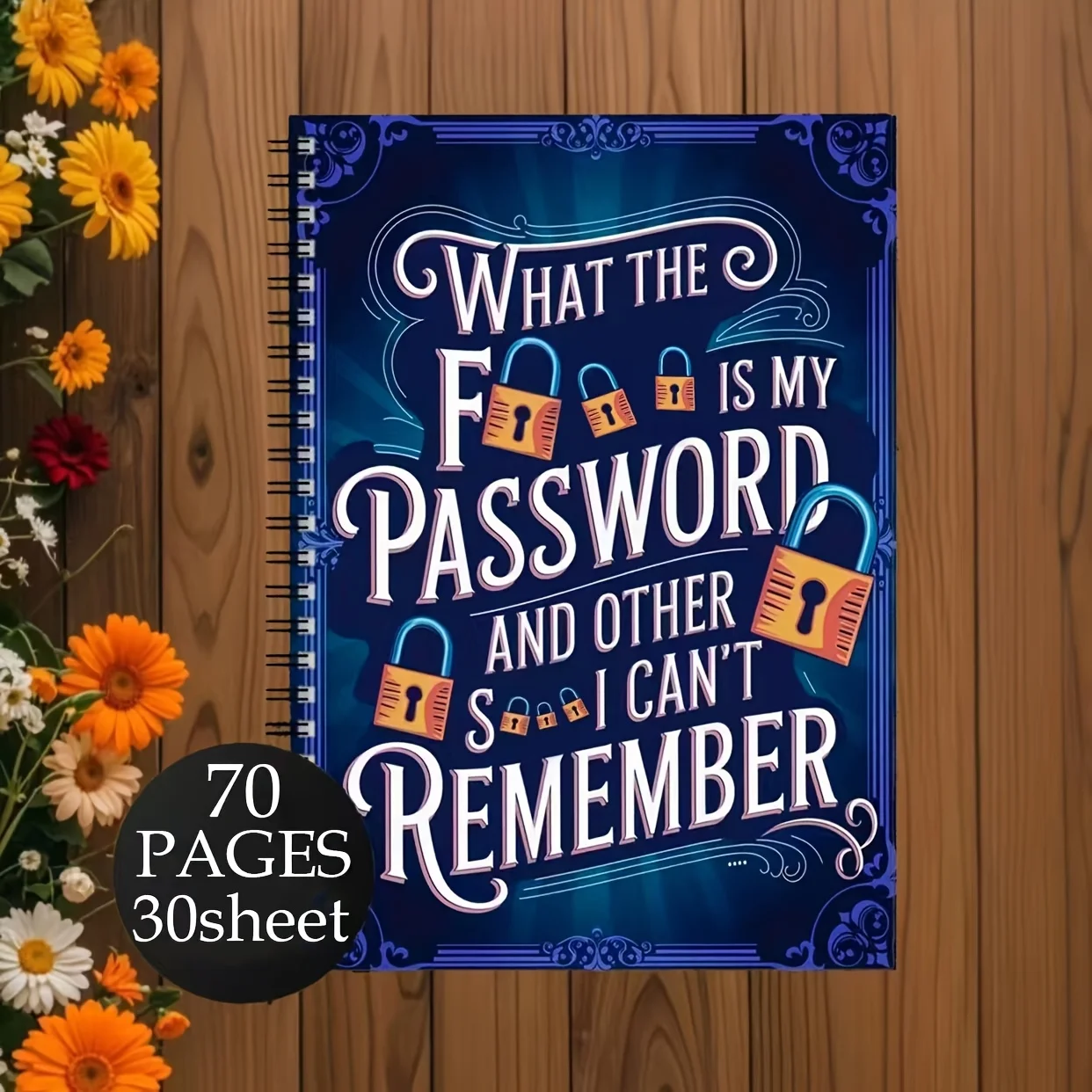 인터넷 및 컴퓨터 로그인, 웹사이트 기록, 사용자 이름, 비밀번호를 위한 2개의 재미있는 나선형 비밀번호 노트북 일기장