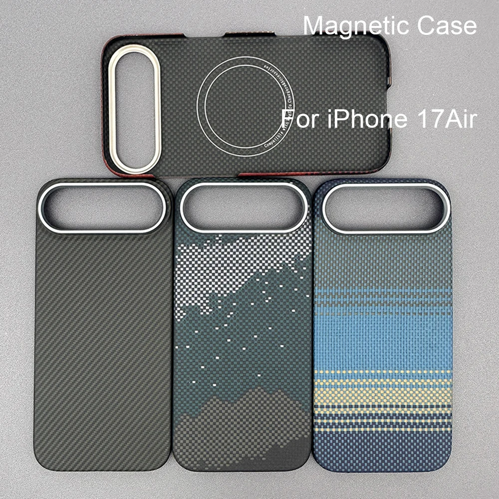 

For iphone 17air case carbon case 600d 1500d kevlar aramid fiber fabric thin hard cover magnetic balck Slim light red