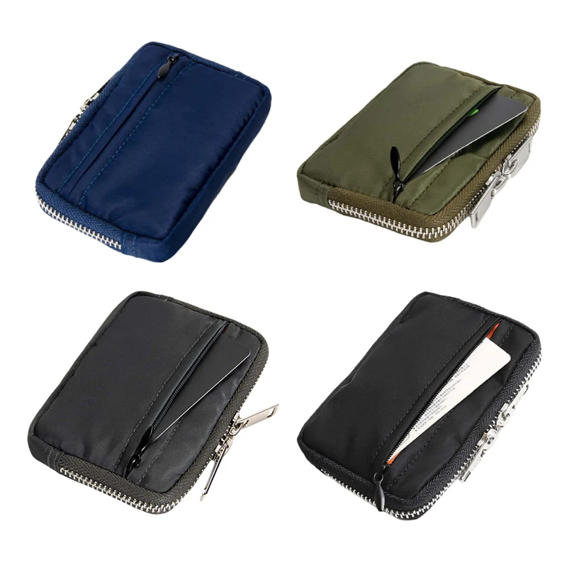 Waterproof Men's Organizer Slim Nylon Travel Wallet with RFID Protection Multi-Pocket Outdoor Essentials Pouch for Cards & Cash