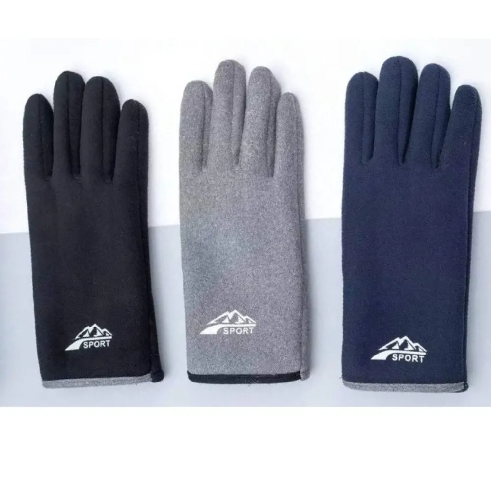 Soft Material Winter Warm Gloves Solid Color Full Fingers Cycling Gloves Thickened Design Pair Pack Hiking Gloves Outdoor Sports
