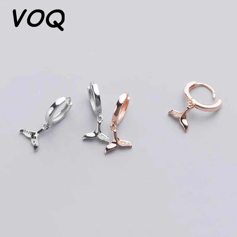 

VOQ новый стиль Русалка хвост фотоэлемент женские серебряные серьги корейские модные ювелирные изделия