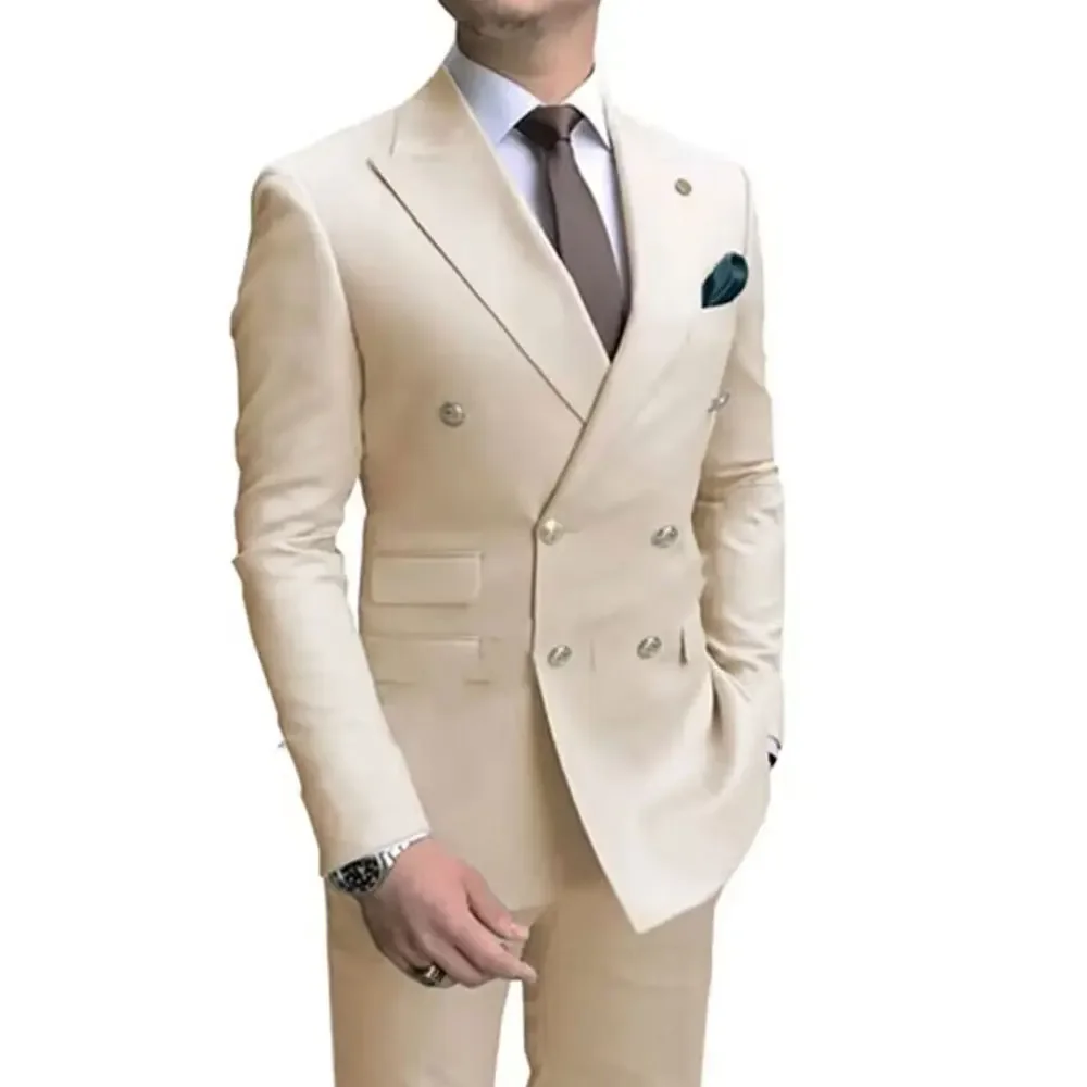 3161  piece suit groom groomsmen green double breasted suit dress wedding banquet dress