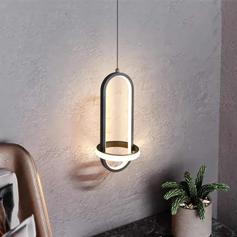 

Modern Suspension LED Ring Pendant Lights Bedside Lamp for Bedroom Living Room Kitchen Fixture Home Decoration Accessories Art