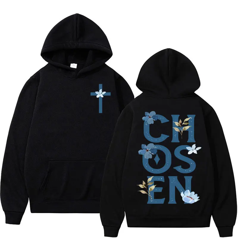 

Chosen Floral Aesthetic Bible Verse Hoodies Women's Trendy Christian Clothes Sweatshirts Men's Harajuku Gothic Oversized Hoodie