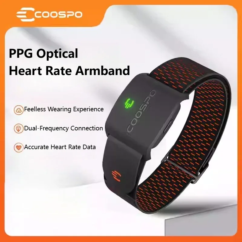 

COOSPO HW9 Heart Rate Monitor Armband HR Zones/Calories HRM Sensor Fitness Cycling BLE5.0 ANT+ Dual-Protocol Support
