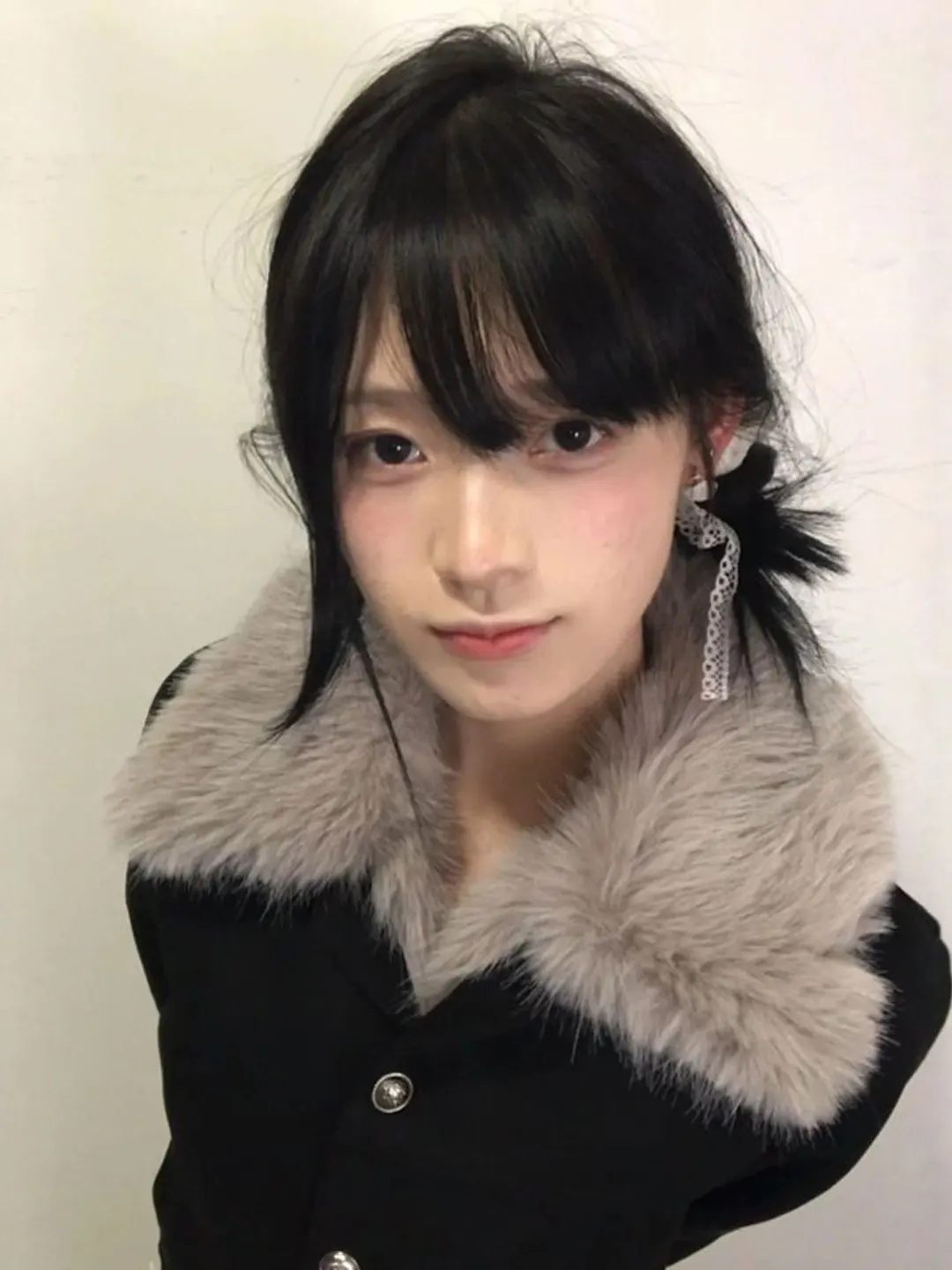 

Retro Sli Bla ort Stand Collar Jaet Women's Top Trendy Winter Outerwear Soft Sle Button Detail Long Sve