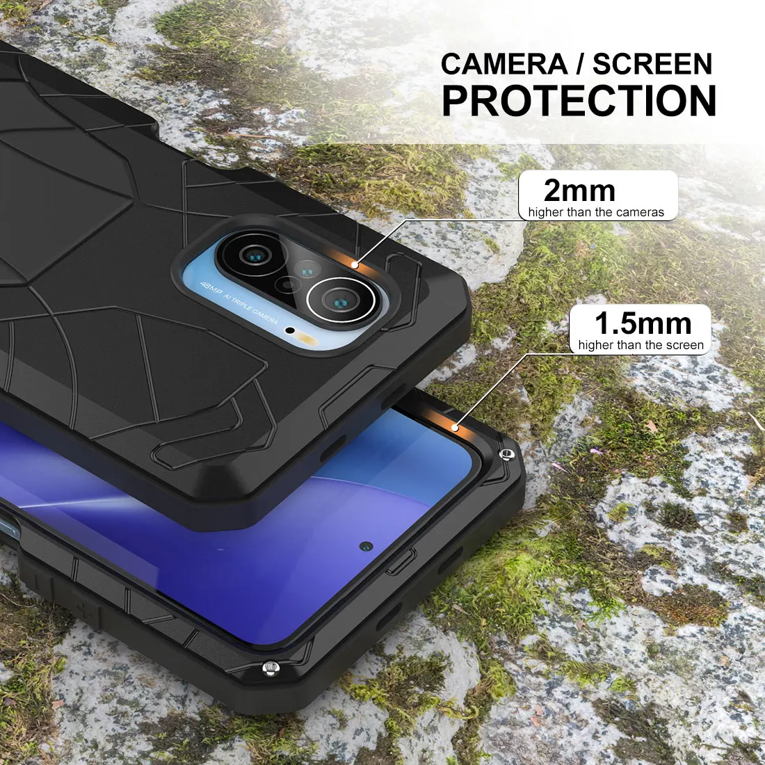 For Xiaomi Redmi K40 Phone Case Hard Aluminum Metal Heavy Duty Protection For Redmi K40 Fashion Cover Funda Phone Accessories