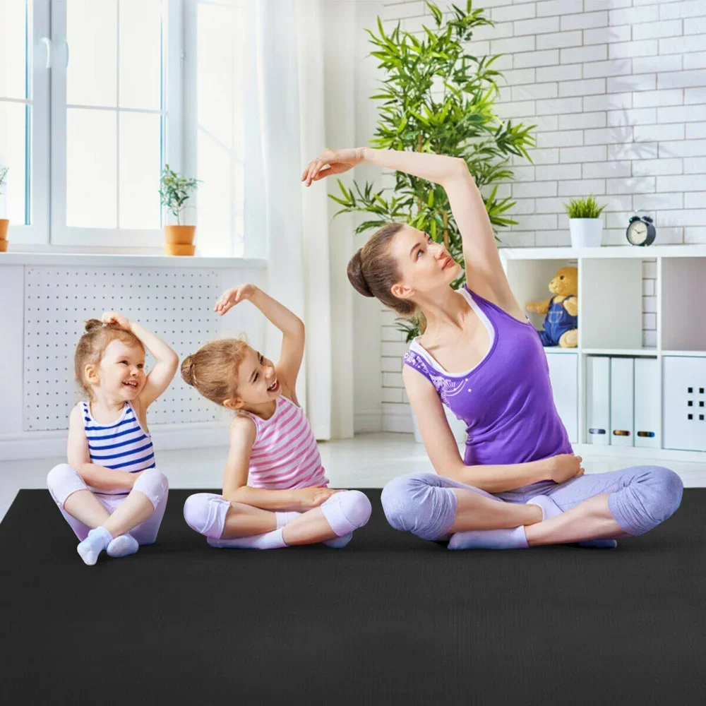 Large Yoga Mat 6\' X 4\' X 8 Mm Thick Workout Mats for Home Gym Flooring Black,Premium PVC Material Is Eco-friendly and Non-toxic