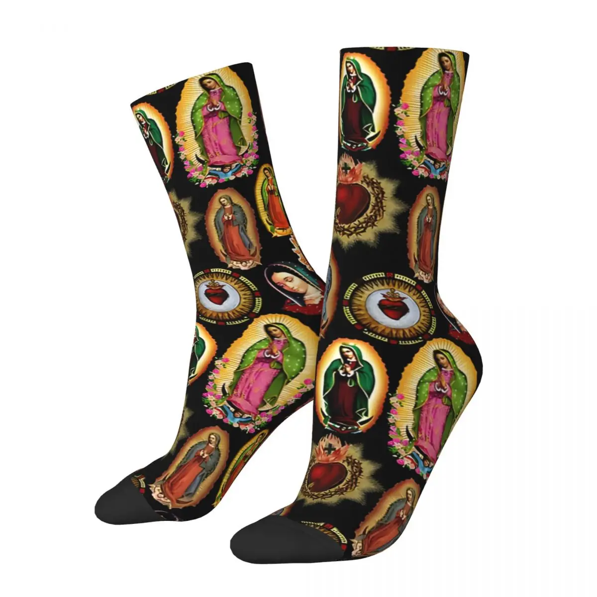 Crazy compression Our Lady Of Guadalupe Sock for Men Vintage Virgin Mary Seamless Pattern Crew Sock Casual