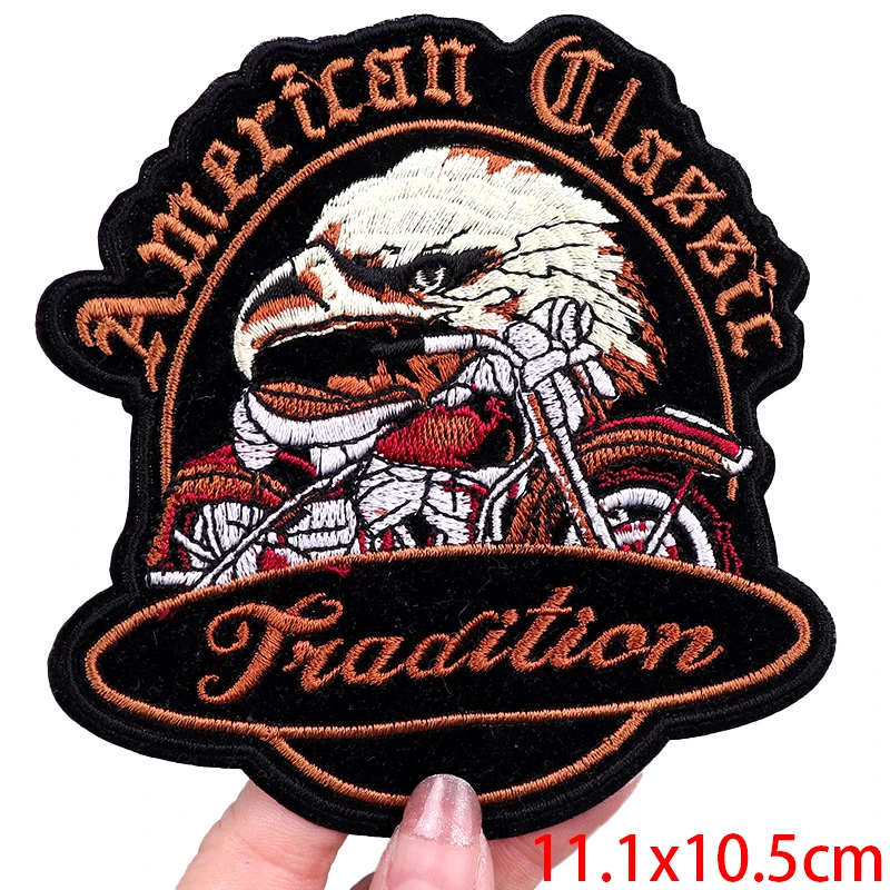 Motorcycle Biker Embroidery Patch Iron On Patches For Clothing thermoadhesive Patches On Clothes Jacket DIY Ironing Sew Sticker