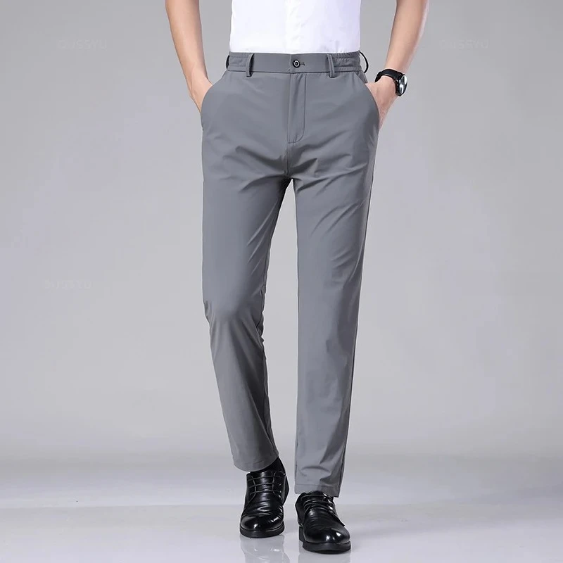 2026 Hot Selling Summer Men's Casual Pants Business Stretch Slim Fit Elastic Waist Jogger Korean Classic Thin Trousers Male