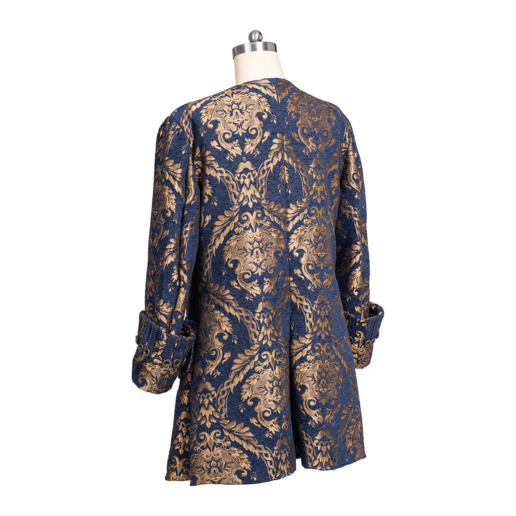 고딕 귀족 남자 코트 골드 블랙 블루 브로케이드 코트 중세 고딕 엘리자베스 빅토리아 재킷 할로윈 파티 복장