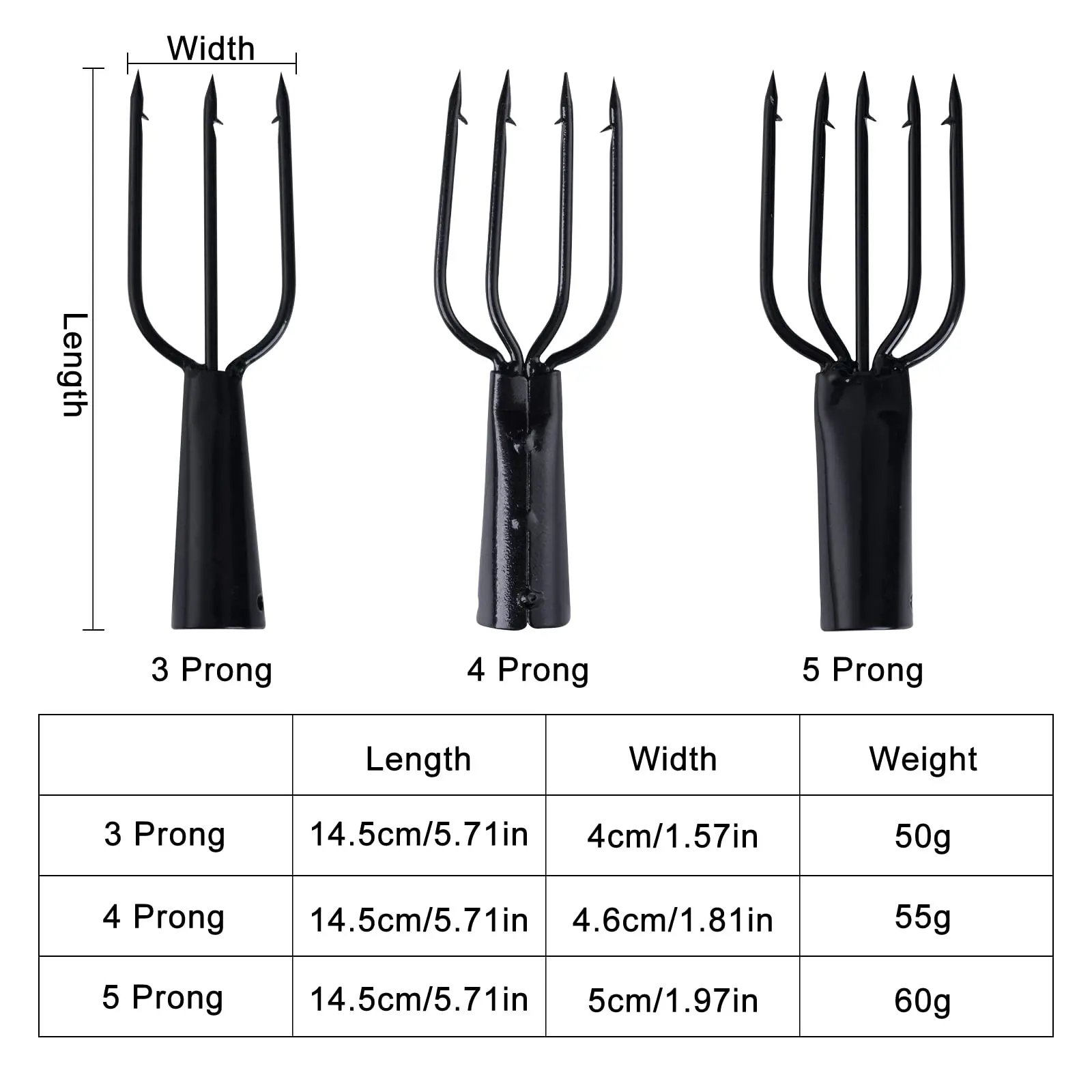 JOOYOO 5 Prong Fish Spear Barbed Stainless Steel Tine Fishing Harpoon Large Fish in Rivers and Lakes Ice Fishing