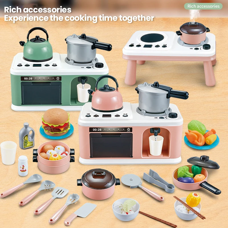Casa simulada jogar brinquedos de cozinha conjunto fingir jogar acessórios de cozinha kit brinquedo crianças utensílios de cozinha spray cozinhar educação brinquedo presente