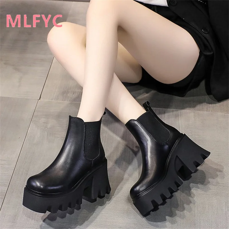 Simple Winter New Boots ladies Waterproof Platform High Heel Short Boots Women\'s Fashion and Casual Style mujer Boots