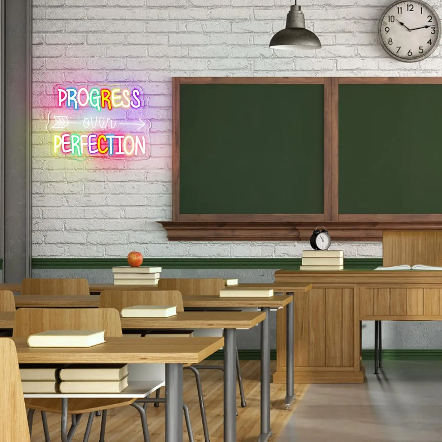 Progress Over Perfection Neon Sign, Wall Light for Bedroom, Classroom, Office, Bar Decor; Inspirational Gift & Advertising Sign