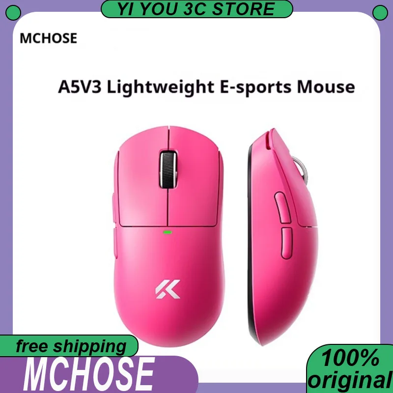 

Легкая мышь MCHOSE A5 V3, беспроводная трехрежимная PAW3395, двойная 8K 26000 точек на дюйм, игровая мышь для ПК, киберспорта, ноутбука A5 V2, UItra