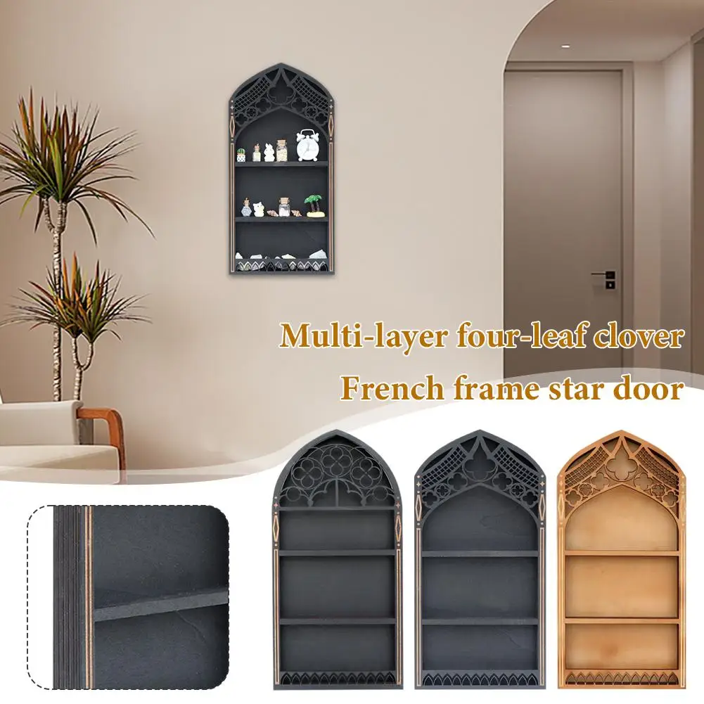 Multi-layer Shelf Four-leaf Clover French Shelf Star Pendant Cutting Wood Marking Laser Shelf Carving Crystal Gate D3Q9