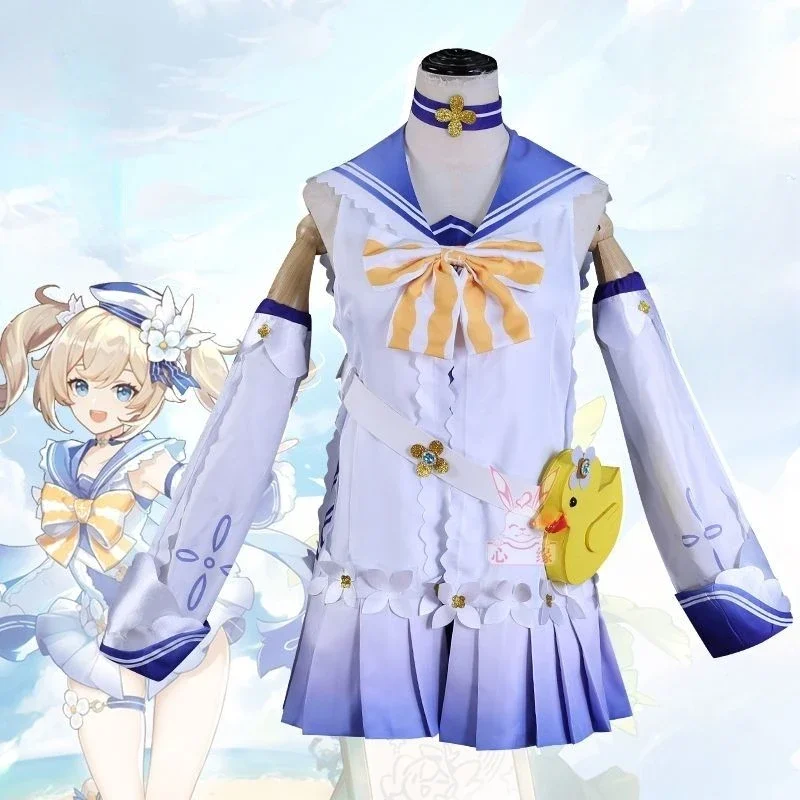 Cosplay jogo genshin impacto traje barbara maiô de uma peça peruca para as mulheres verão bonito menina terno halloween carnaval festa