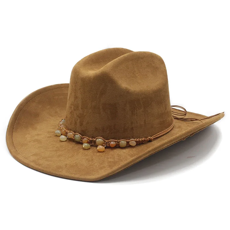 

Широкополая ковбойская шляпа в этническом стиле с бисером, хит продаж, винтажная замшевая бархатная шляпа-федора, большая джазовая шляпа с одним козырьком