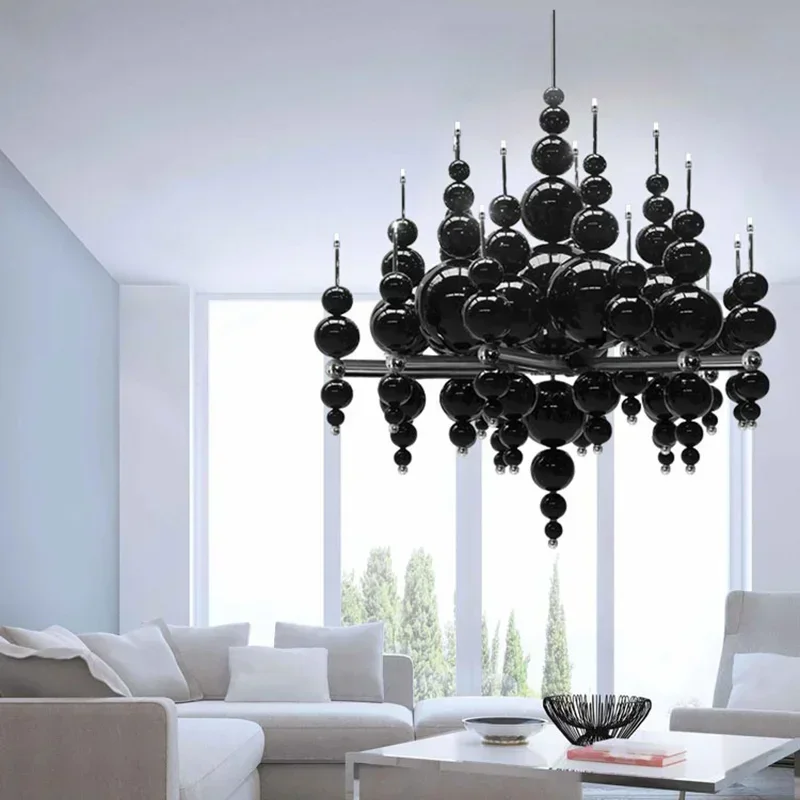 

Tears From Moon chandelier black bubble lamp for Restaurant hanging light fixtures Luxury Loft Decor over island kitchen led 조명