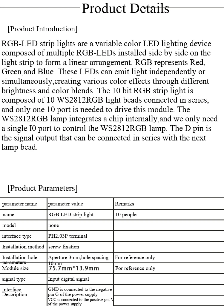 RGB-LED-Streifen WS2812B, programmierbar, 5V, farbwechselnd, mehrfarbiger LED-Streifen, kompatibel mit Arduino-Kit ESP32 – Detail 2
