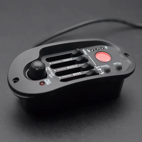 Imagen 2 del producto Preamplificador de guitarra acústica, pastilla de guitarra popular de A-4T de 4 bandas, ecualizador EQ, línea de pastilla piezoeléctrica con sintonizador LCD, piezas de guitarra