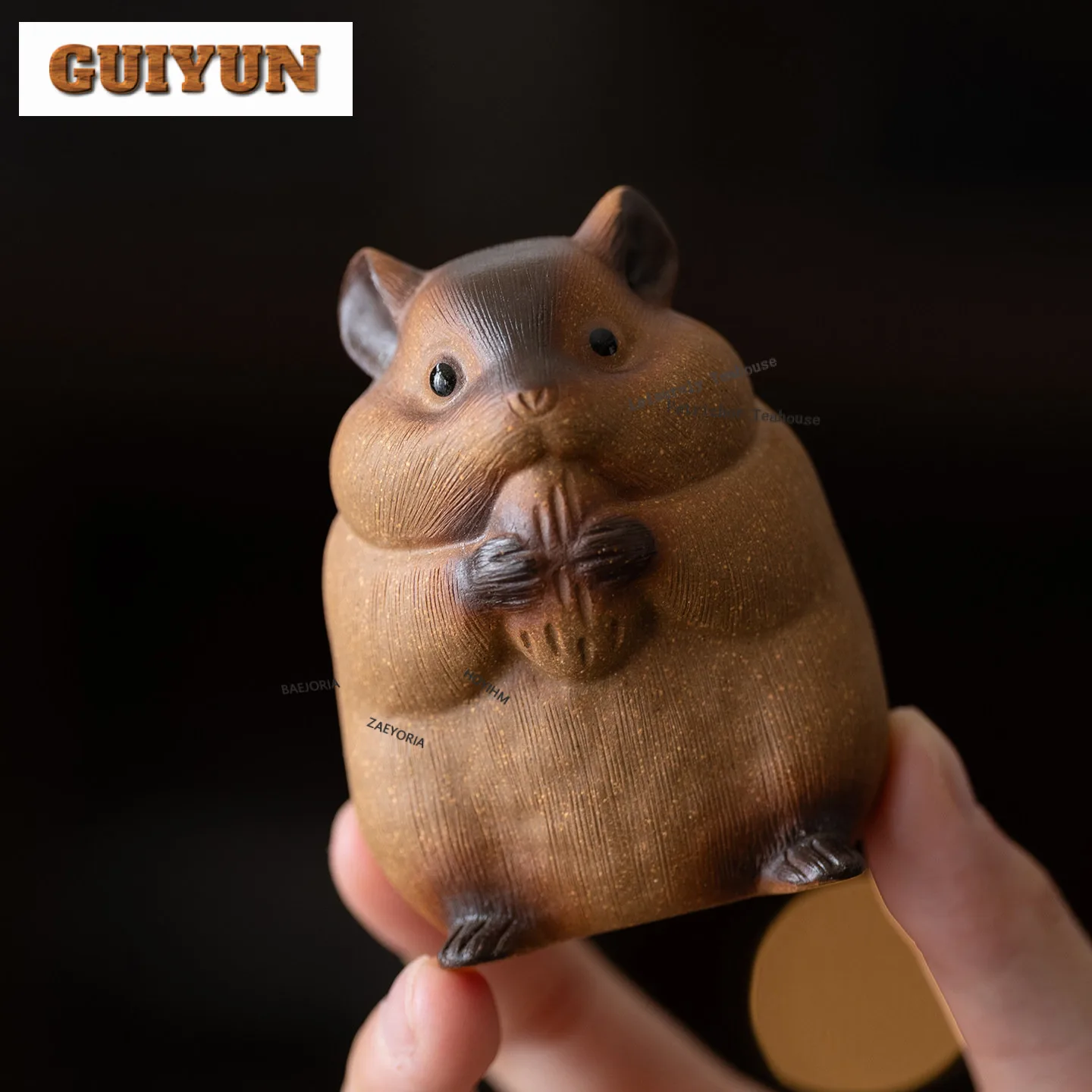 Yixing Purple Clay Hamster Tea Pet Traditional Tea Spirit Tea Figurine Play Toys Tea Statue Ornaments Supplies Workmanship